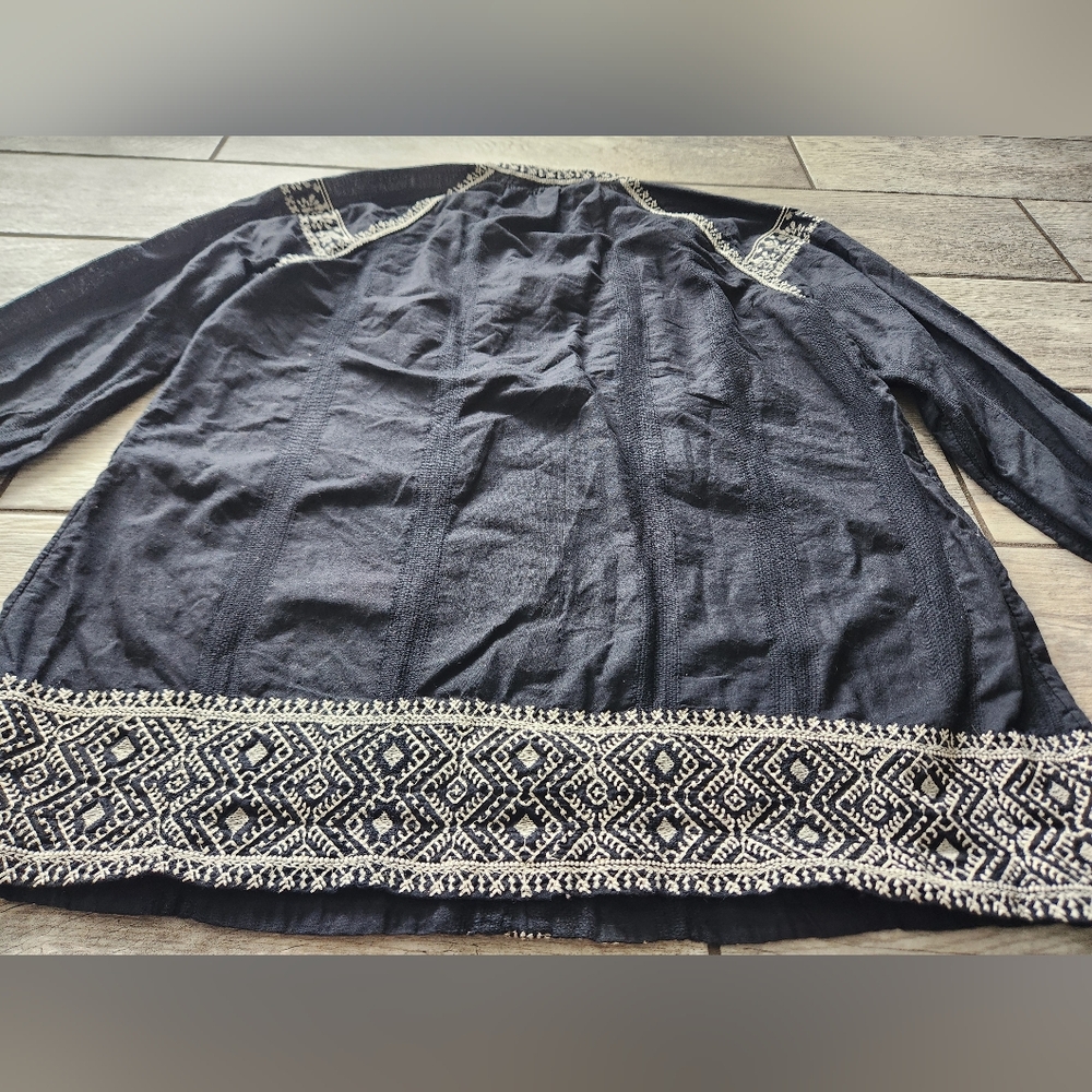 MADEWELL Black Embroidered CAMELIA Tassel Tunic Hippie Boho Top Small Peasantโ - Picture 6 of 16